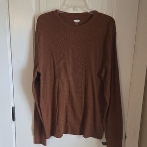 Old Navy Men's Long Sleeve Brown Tee